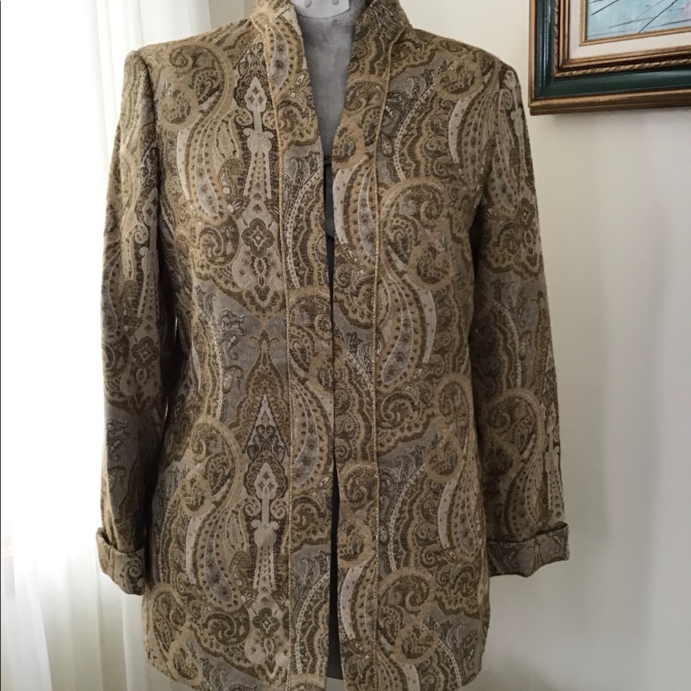 Laura Ashley Gold Paisley Brocade Jacket Size PS